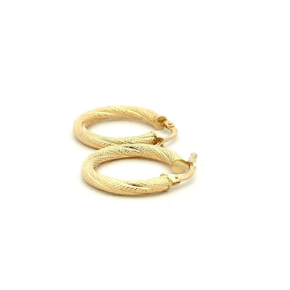 18K Yellow Gold Earrings Hoops 1.63 grams - Picture 5 of 8